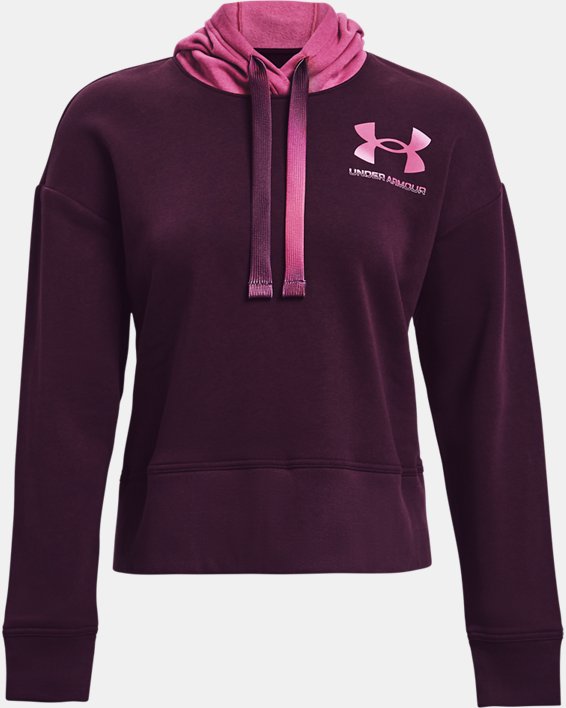 Under Armour Rival pile LC Graphic Womens Training Hoody-Purple 